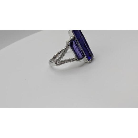 Elegant Purple Gemstone Silver Ring Size 9 - Picture 7 of 9